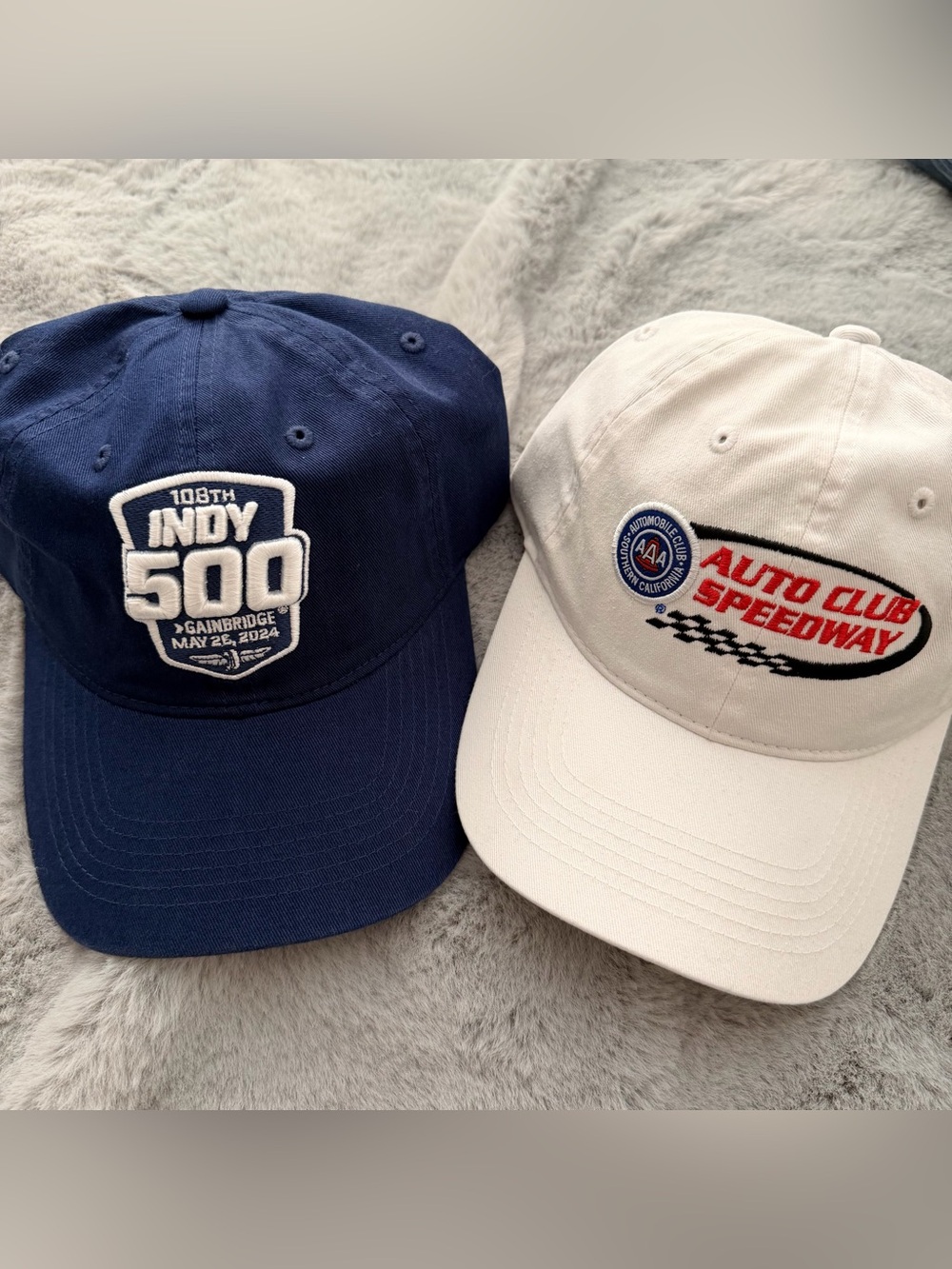 NWT NASCAR & Indy 500 Racing Hat Bundle Auto Club Speedway & IndyCar slouch hat